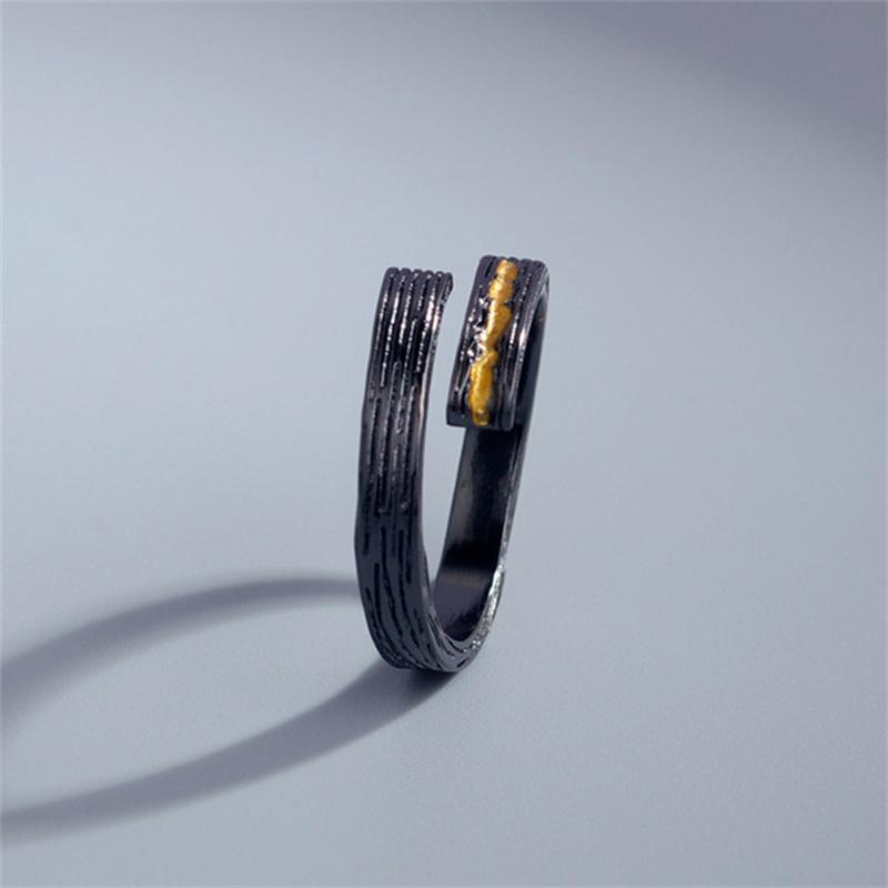 Модное ретро кольцо на указательный палец, мужские украшения, простое индивидуальное открытое кольцо, серебро 925 пробы, мужские аксессуары для вечеринок, золотой геометрический узор