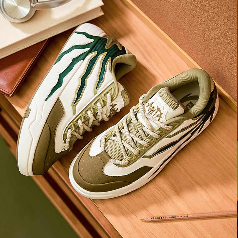 Anta Pili Универсальные Прочные Легкие Низкие Кеды для Скейтбординга Мужские Кроссовки Слоновая кость-Белый Каменно-зеленый 112538075-4