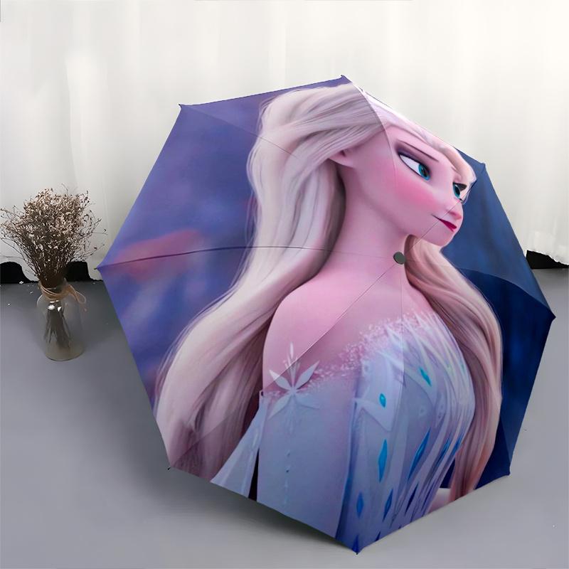 Princess Elsa Cartoon Umbrella, Portable 3-Fold Compact Umbrella, Suitable for Camping, Hiking and Travel, Ideal Easter Birthday Gift for Fa