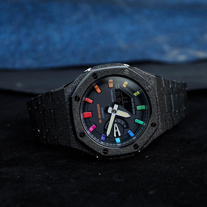 Casio Унисекс Часы с Жидкокристаллическим и Аналоговым Двойным Дисплеем Серия 48,5 мм Черные GA-2100SU-1A(Watch8--)