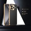 First Layer of Cowhide Lychee Texture Electroplated Frame Case For Poco F7 Ultra F7 Pro POCO X7 Pro F6 Pro F5 Lens Protect Cover