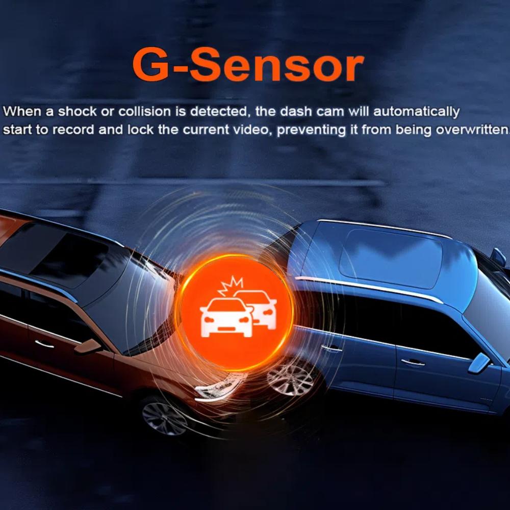 4K Ultra HD Dual Lens Auto Dash Recorder, Super Wide Angle Night Vision, Front Rear Recording with WiFi & Built-in GPS Module