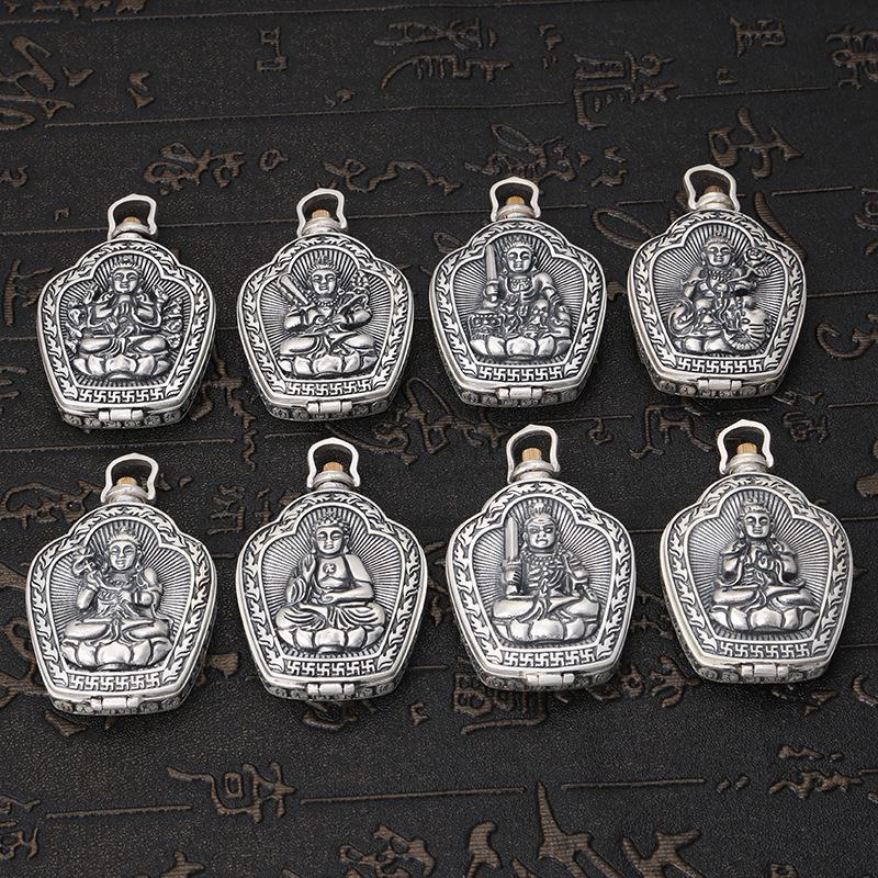 S925 Sterling Silver Zodiac Buddha & Guardian Deities Openable Pendant