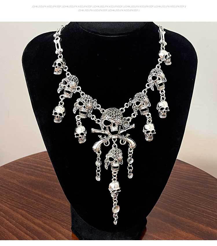 Европейский и американский стиль Ретро Ожерелье с кисточкой в виде черепа для Хэллоуина
