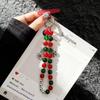 Новый Рождественский Высококлассный Ремешок для Телефона: Самодельный красный и двухцветный браслет-ремешок из бусин