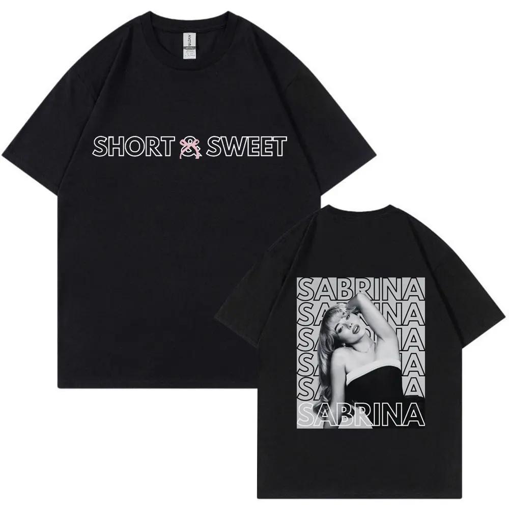 Винтажная футболка Sabrina Carpenter Short N Sweet Tour Оверсайз Унисекс Хип-Хоп Хлопковая футболка Мужская Женская Футболки Y2k Подарок для фанатов