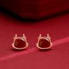 S925 Sterling Silver Lucky Dragon Red Agate Ear Studs Female Chinese Zodiac Birth Year National Trendy Style Earrings