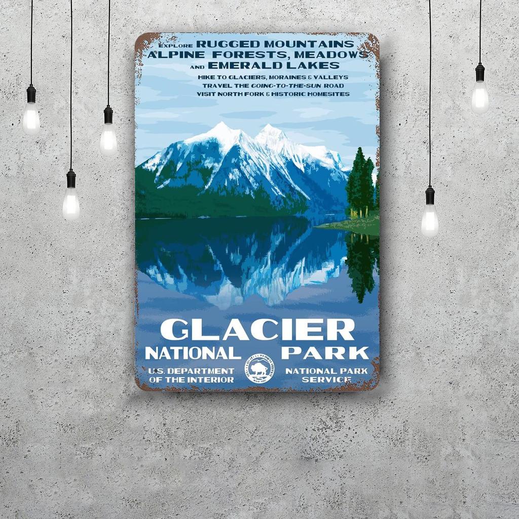 glacier national park Funny Bar Metal Sign Retro Plaque Vintage Sign Alcohol Drinker Pub Club Kitchen Wall Decoration