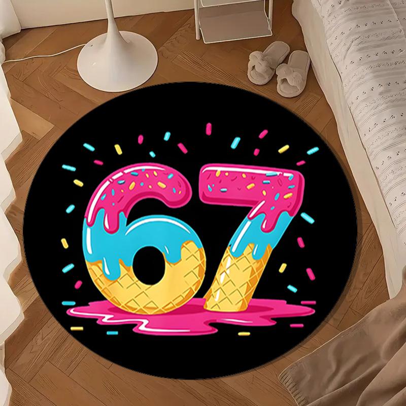 Energy Number 67 Design Round mat, Anti-slip Circle Carpet Chair rug For livingroom,Bedroom, doormat home decor Gift Christmas Gifts