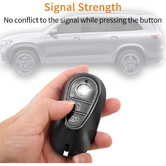 for Mercedes Benz Key fob Cover with Metal Keychain Case Key Shell Protector Compatible with -2025 E/C/S-Class EQE/EQS/GLC/Maybach