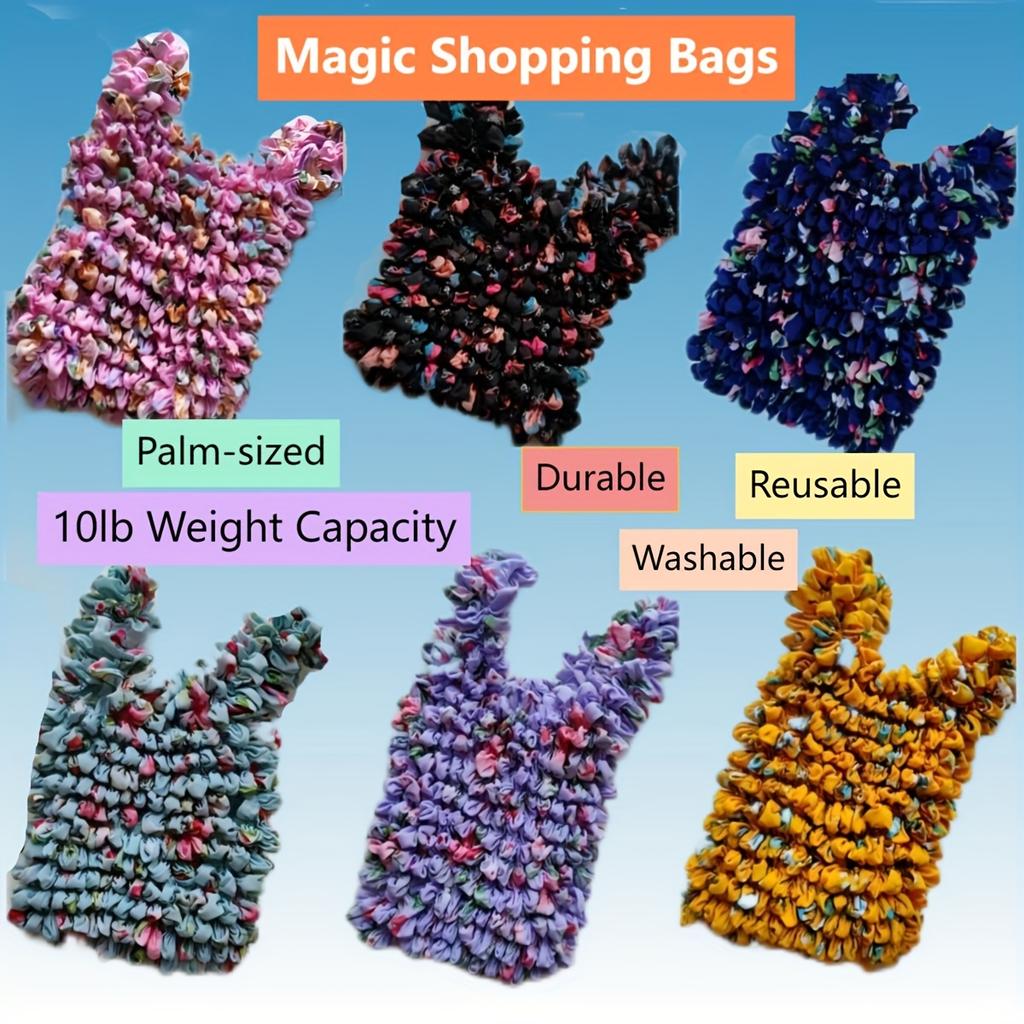 Fashion Magic Elastic Bubble Pleated Shopping Bag, Multifunctional Washable Portable Bag for Travel & Everyday