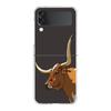 Phone Case For Samsung Galaxy Z Flip 3 4 5 Hard Folding Clear PC Bumper For Samsung Z Flip 6 Back Cover Bull Animal