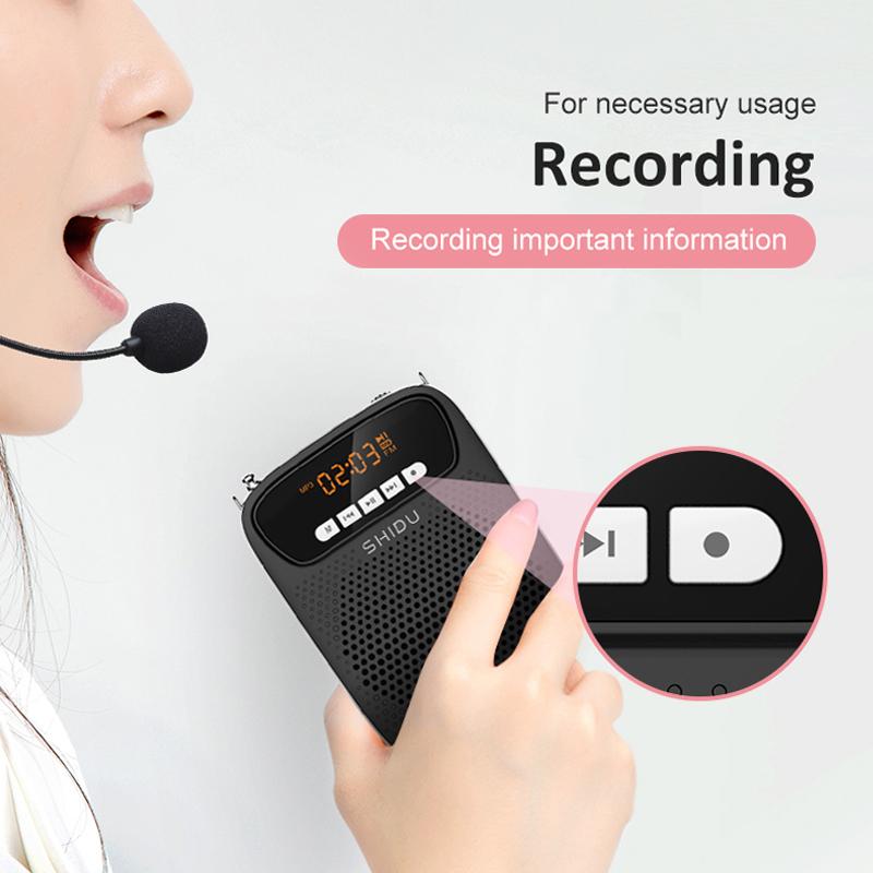 SHIDU 15 Вт перезаряжаемый портативный Bluetooth усилитель голоса для учителя проводной микрофон FM-радио AUX аудиозапись динамик S278
