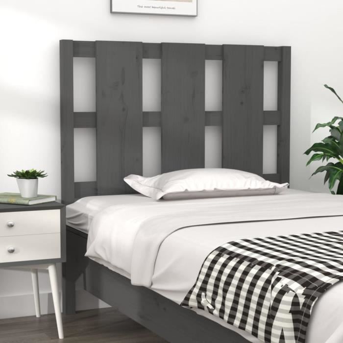 VidaXL Headboard Grey 95.5x4x100 Cm Solid Pine Wood 817972