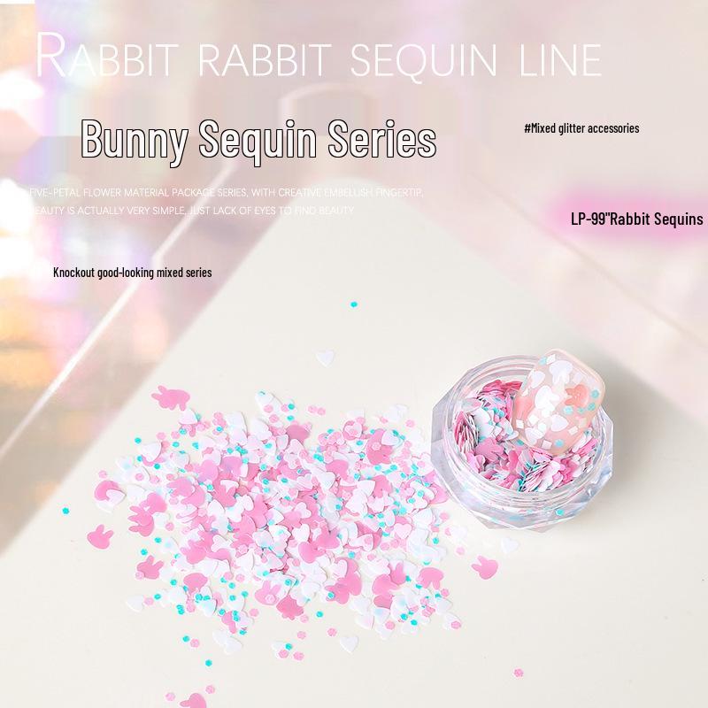 Nail Art Mixed Glitter Sequins: Rabbit, Heart, Starburst & Fairy Designs