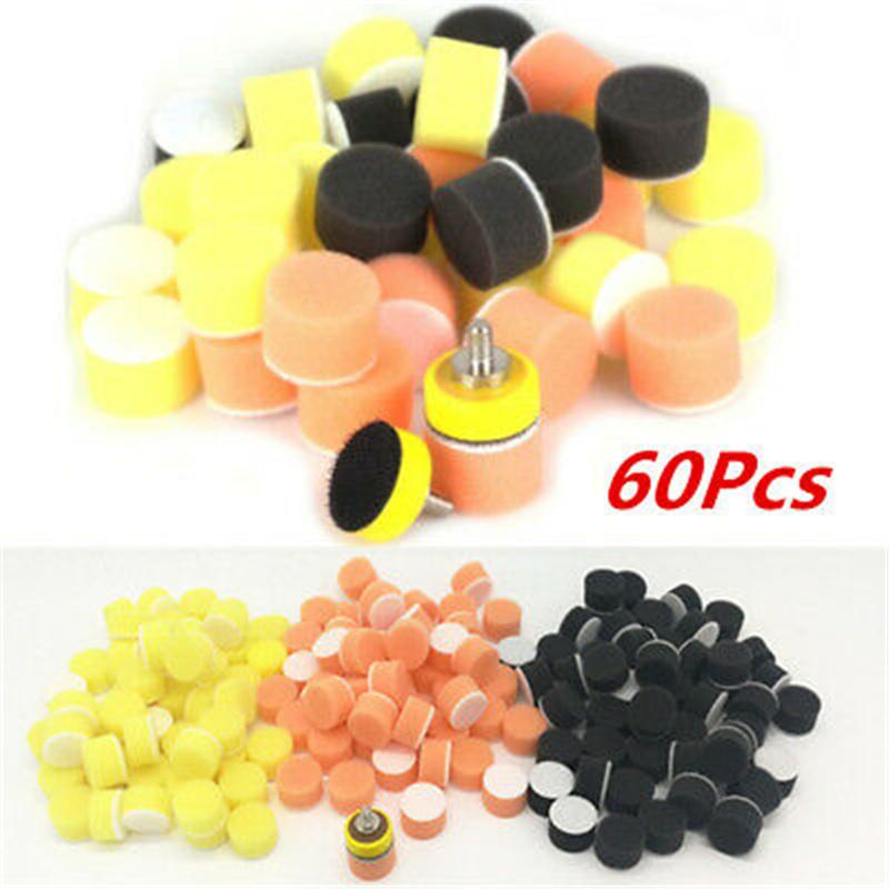 Набор из 60 шт. 1" 25 мм губчатых полировальных кругов для полировки. Полировальная машинка для автомобиля + 2 шт. опорные пластины для полировальных кругов M6. Подходит для электрической шлифовальной машины Dremel, роторного инструмента.