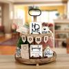 Tiered Tray Decor Wooden Items Happy Tray Signs For Spring Home  Rustic Kitchen Decorations