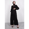 Wide Sash Wrapped Hijab Jumpsuit Black
