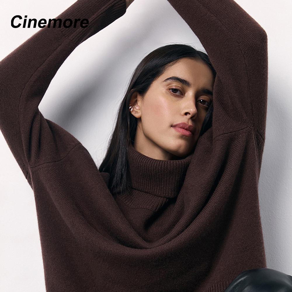Cinemore Spring Autumn Women's Sweater Solid Oversize Casual Pullovers Warm Basic Long Sleeve Top O Neck Knitted Jumper Sweater