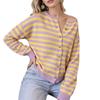 Women's Cardigan, Striped, Color-Block, Button-Front, Zip-Up for Fall and Winter