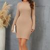Simple Knit Tight Sexy Hip Wrap Dress Women's Clothing