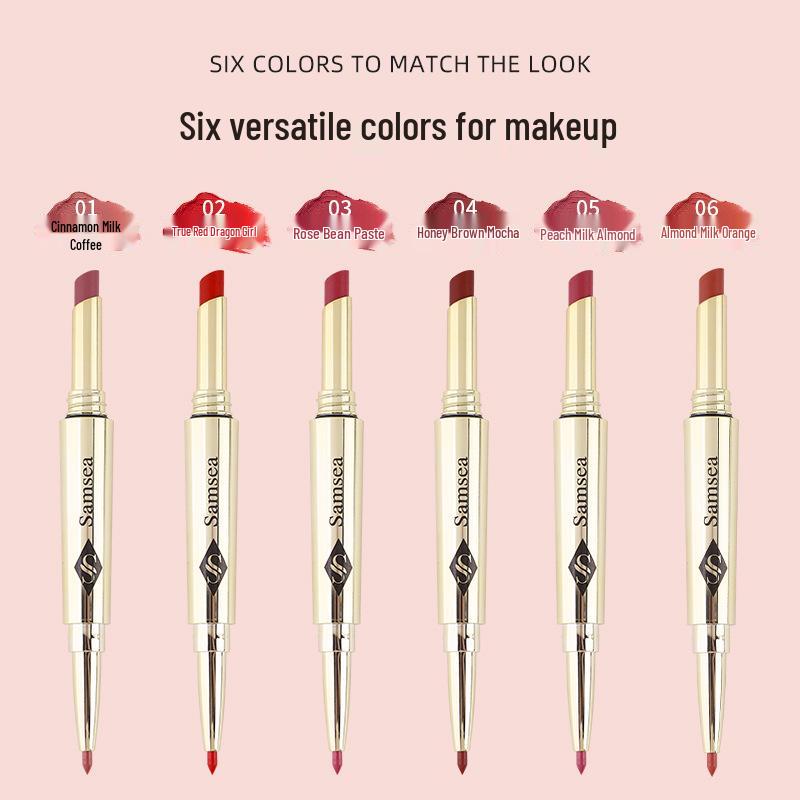 Матовая помада и карандаш для губ с двумя наконечниками Samsea Saint-Hilaire - Нюдовый, Стойкий макияж.
