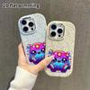 Phone case: 2D flat design suitable for iPhone 18 17 16 15 14 13 Pro protective case, couple style, little starry monster, Christmas and Halloween gif