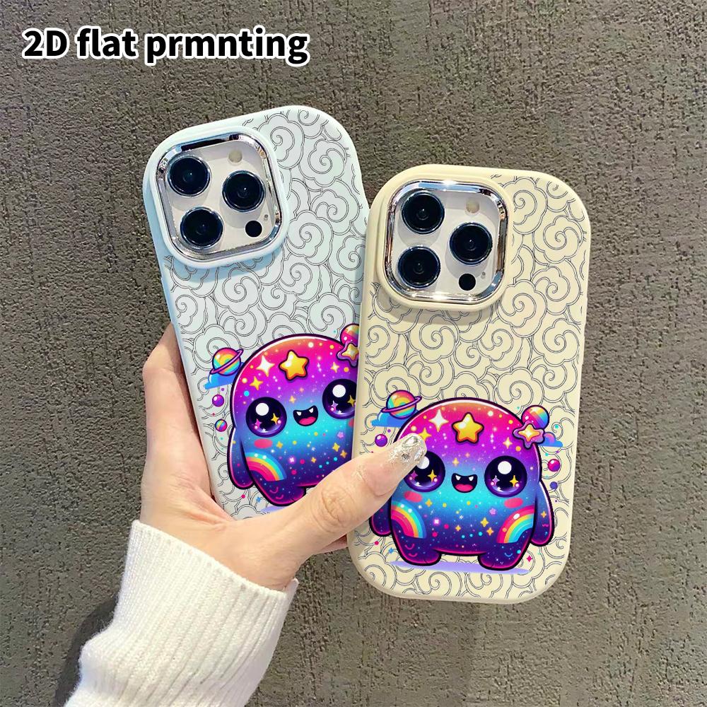 Phone case: 2D flat design suitable for iPhone 18 17 16 15 14 13 Pro protective case, couple style, little starry monster, Christmas and Halloween gif