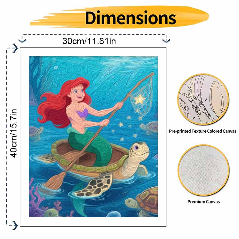 Disney Digital Oil Painting Art Kit Mermaid Sea Turtle Ocean Handmade Coloring Painting Home Decor