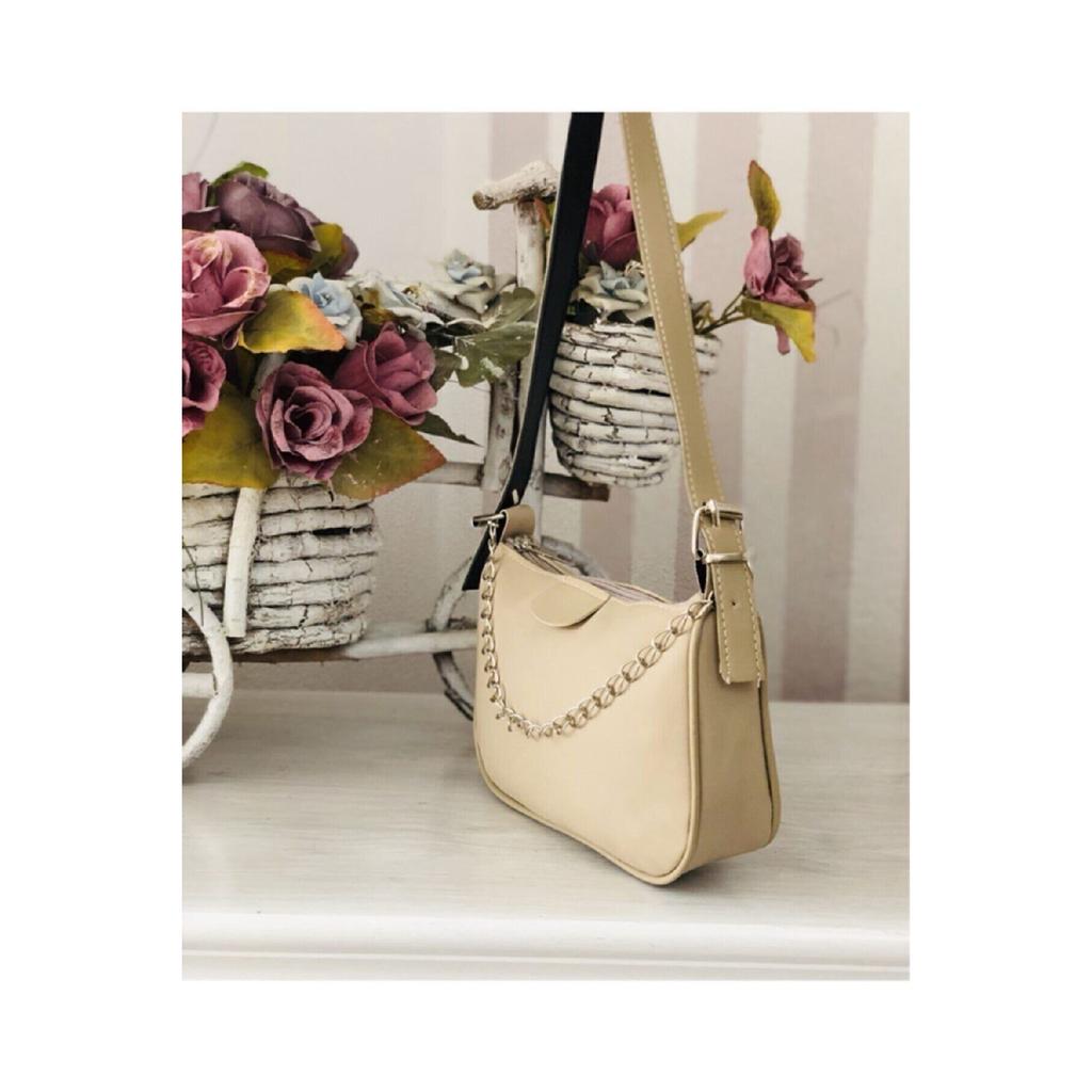 Black Chain Baguette Women's Bag