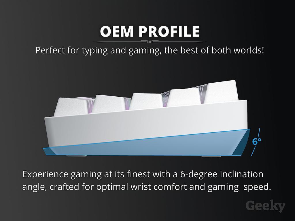 Geeky GK61 Mechanical Gaming Keyboard 61 Keys Multicolor RGB LED Backlit for Gamers ANSI US American Layout Mechanical 60% Hot-Swappable PC/Mac