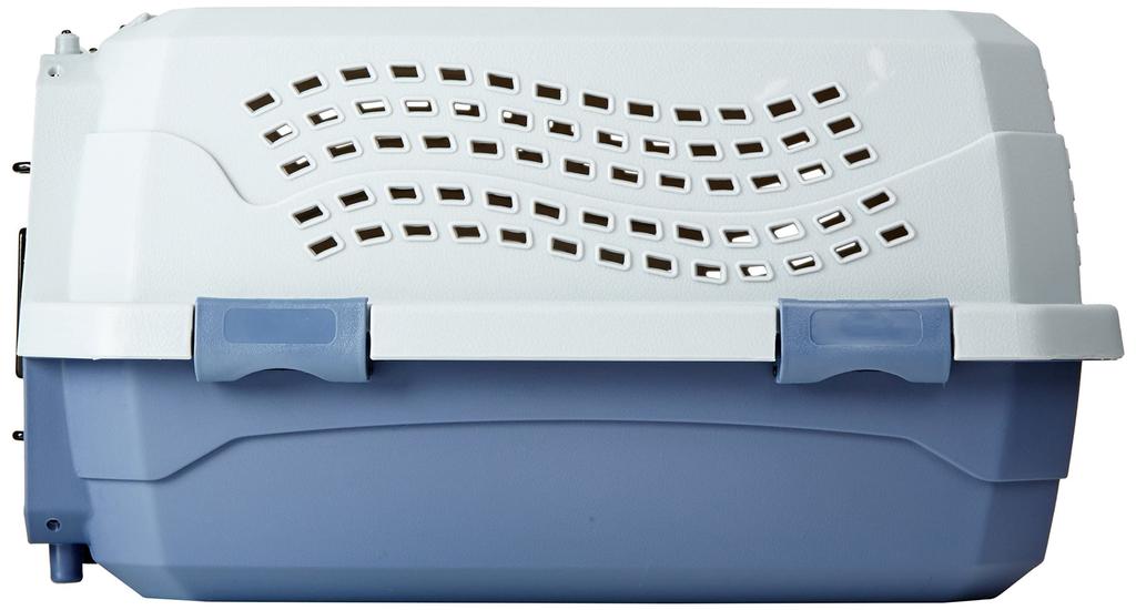 Amazon Basics Pet Double for Extra Small Dogs and Cats to Size S W x 48cm D x 25cm Carrier, Door, (up 5kg), (32cm H), Gray-Blue