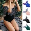Sexy Ruffled Trim Off Shoulder Monokini Floral Print S-shaped Figure Swimsuit Quick