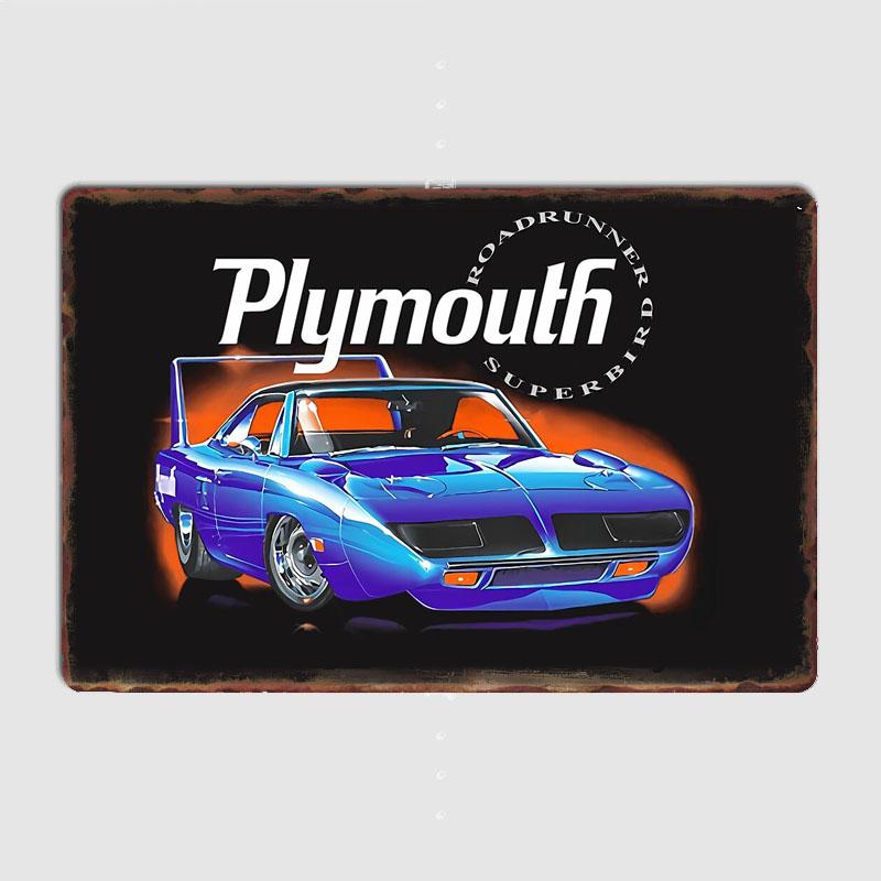 Синий Гоночный Автомобиль Plymouth Superbird Ретро Классический Спорткар Металлический Постер Знак Гараж Клуб Кастом Настенный Жестяной Декор Комнаты Домашний Декор