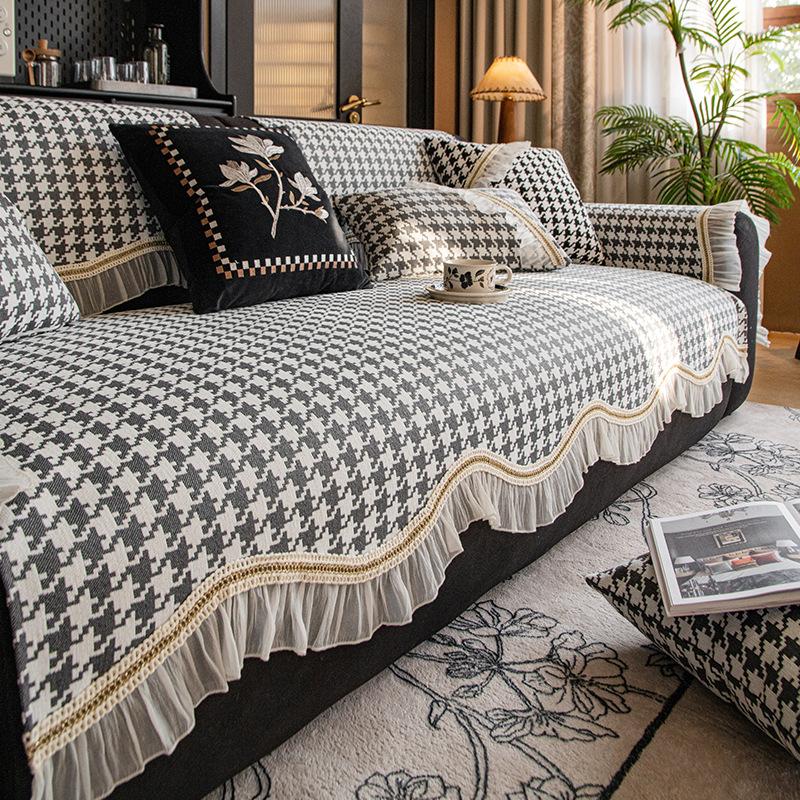 Special-Shaped Sofa Cushion Universal Non-Slip In All Seasons New Thousand Bird Grid Seat Cushion High-End Sofa Cover Cloth Cover Towel