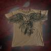 Gothic Skull Wings T-Shirt – Unisex Black Short Sleeve Tee, Dual Skull Cross Crossbone & Blue Feather Print, Dark Streetwear