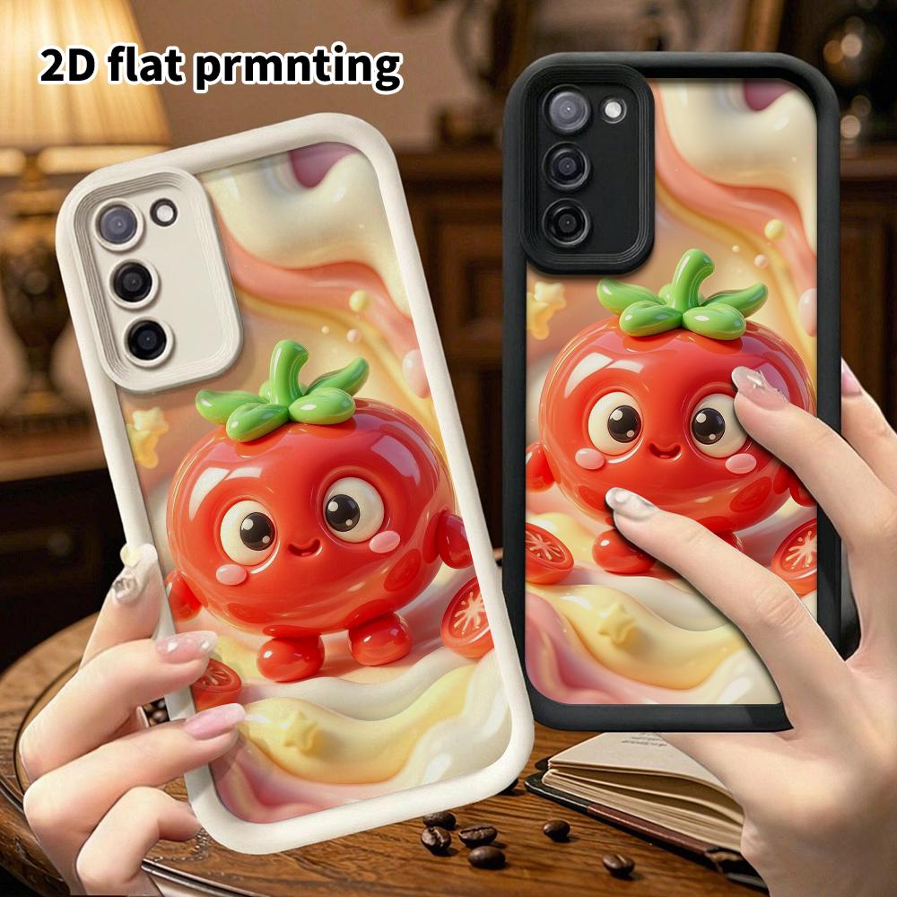 Phone Case: 2D flat, fits Samsung Galaxy A34 A35 M05 M06 S20 S22 S21 FE Plus 5G, cartoon little tomato character, perfect Christmas and Halloween holi