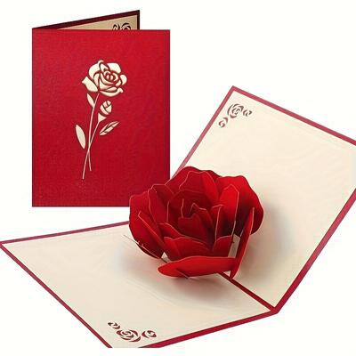 1 шт., 3D для Pop Up Rose Flower Поздравительная открытка на день рождения, день матери, день отца, выпускной, годовщину свадьбы с конвертом