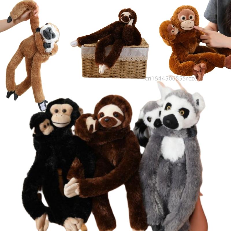 50/70cm Simulation Long Arms Monkey Plush Doll Mother Child Lemur Sloth Orangutan Plush Toy Home Decoration Gift For Children