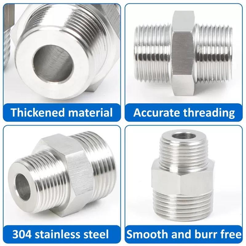 1/8” 1/4" 3/8" 1/2" 3/4" 1" 2" 4" BSP Нержавеющая сталь 304 Равнопроходной фитинг с наружной/внутренней резьбой Редуктор Британский соединитель для водопроводных труб