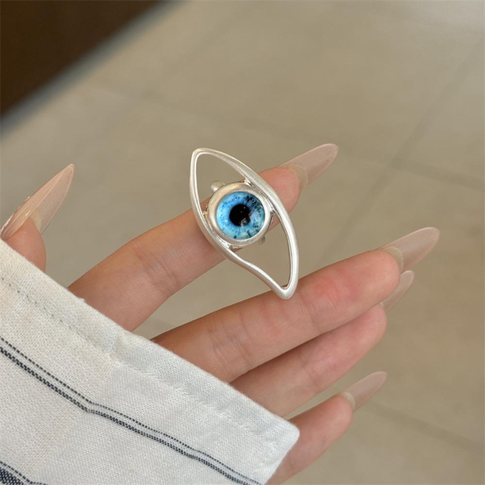 Korean Style Blue Eye Finger Buckle Geometric Gothic Rings Retro Demon Eye Rings  Couple