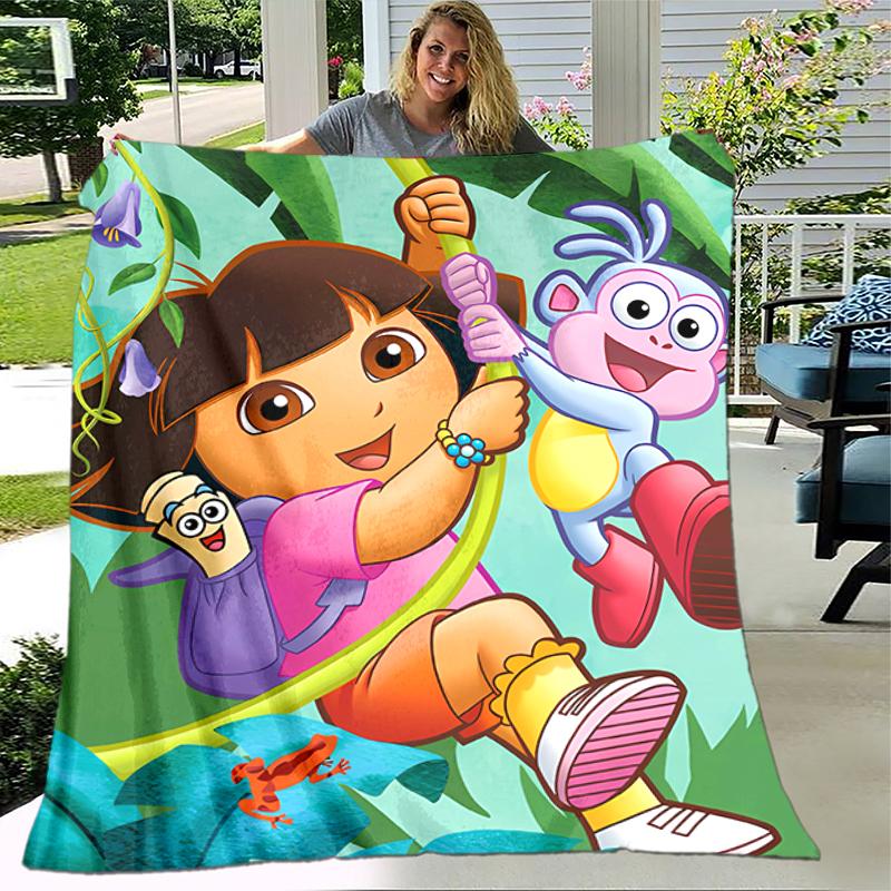 1pc Blanket D-Doras The Explorer Print Design, Lightweight Blanket for Sofa, Bed- Soft &Warm, Gift for All Seasons like Christmas, Halloween