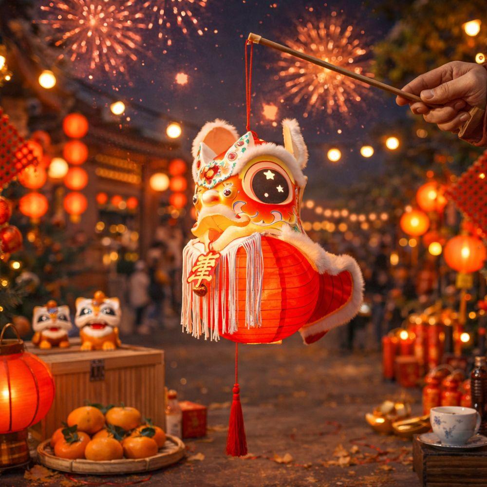 DIY Material Package Lion Dance Lantern Paper Luminous Lantern Portable Lantern  Kids Craft