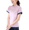 Jun Rope Mock Neck Short Sleeve Pullover with UV Cooling and Pink & Women's Color-Combo Protection, Quick-Drying, Touch, Anti-See-Through, (63)