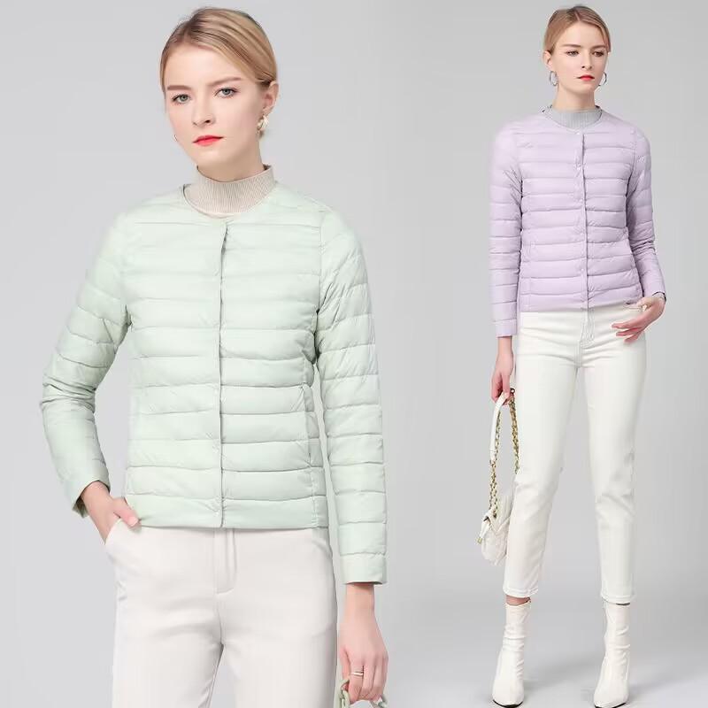 Новый легкий пуховик для женщин в коротком пуховике с круглым вырезом без воротника для женщин, теплая и утягивающая внутренняя подкладка