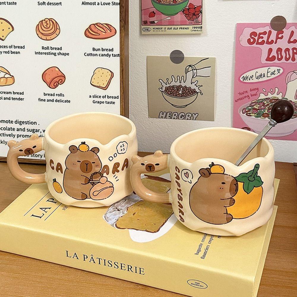 Stackable Cartoon Capybara Mug Unique Handle Capybara Themed Drinkware  Kitchen Accessories