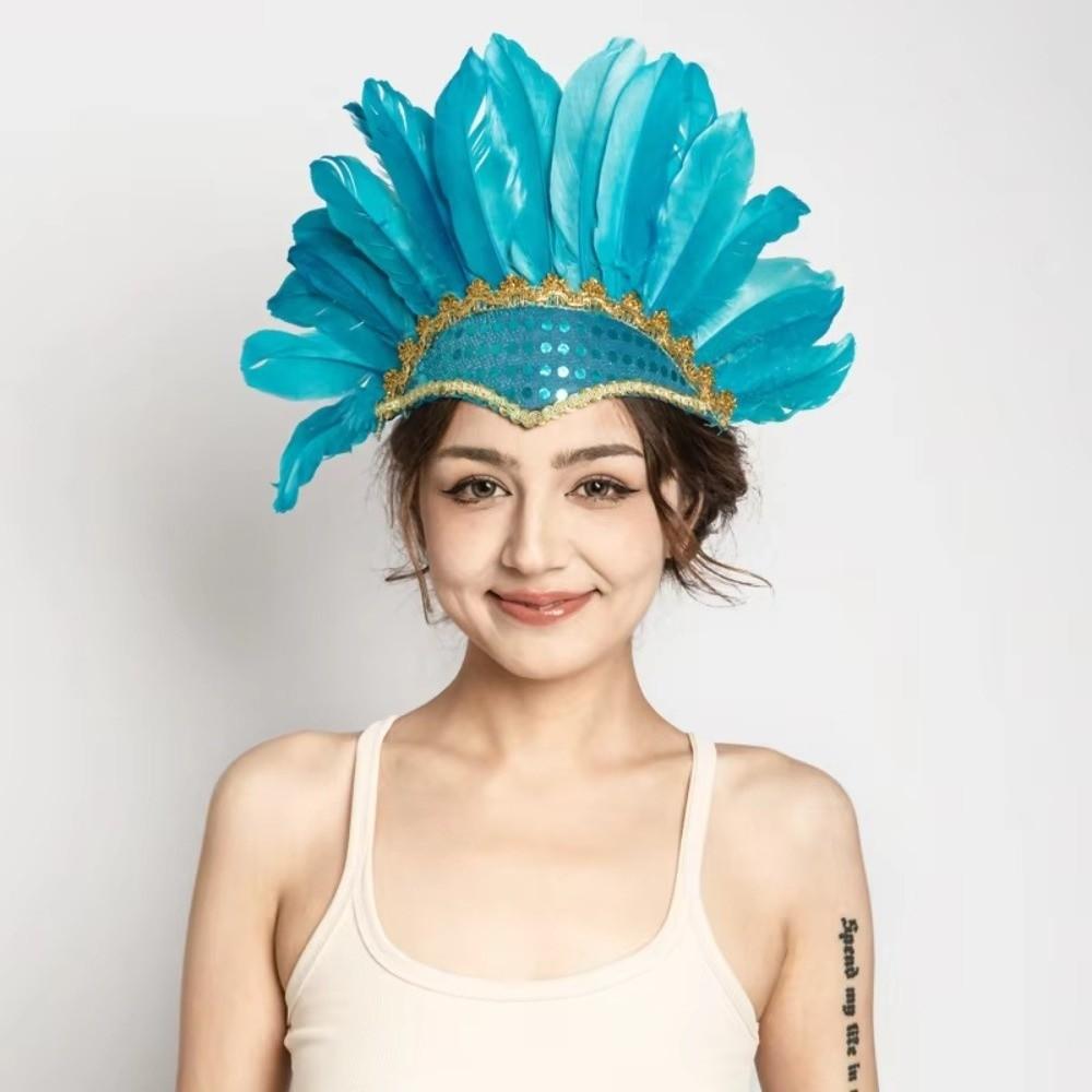 Vibrant Elegant Feather Headdress Adjustable Headwear Peacock Headpieces  Carnival