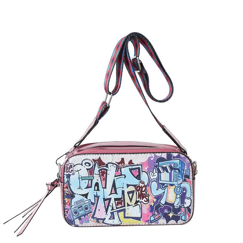 This Year's Popular Bag 2025 New Korean Version of Fashion Graffiti Small Square Bag Ins Internet Celebrity Ladies Messenger Camera Bag