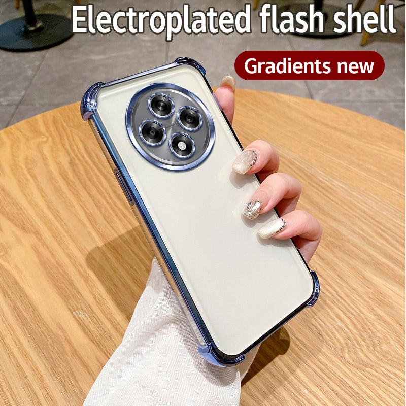 Для Oppo Reno12 F Чехол oppo Reno12 F 4G Чехол для телефона Reno 12F Чехол для телефона Мягкий бампер Противоударный защитный чехол Прозрачная гальваническая пластина