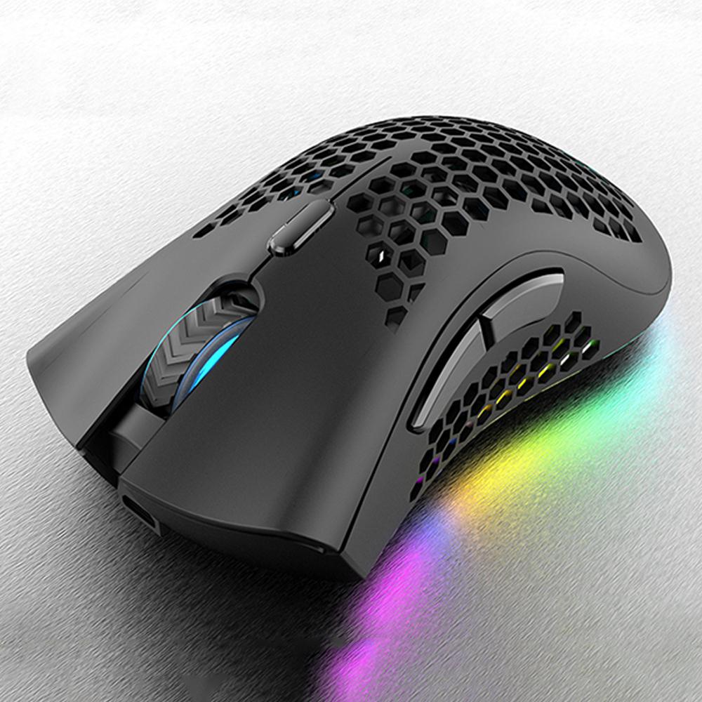 BM600 Wireless Rechargeable Mouse 2.4G+BT5.0 Dual-mode Lightweight Mouse RGB Breathing Light Effect